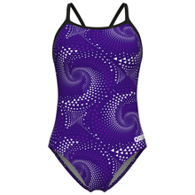 Load image into Gallery viewer, arena-womens-swimsuit-fireflow-lightdrop-back-black-team-purple-010155-900-ontario-swim-hub-2
