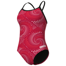 Load image into Gallery viewer, arena-womens-swimsuit-fireflow-lightdrop-back-black-team-red-010155-400-ontario-swim-hub-1
