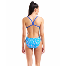 Load image into Gallery viewer, arena-womens-swimsuit-flowers-challenge-back-blue-multi-neon-blue-010714-880-ontario-swim-hub-2
