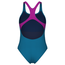 Load image into Gallery viewer, arena-womens-swimsuit-graphic-swim-pro-back-inner-bra-blue-cosmo-very-fuchsia-011183-690-ontario-swim-hub-4
