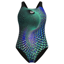 Load image into Gallery viewer, arena-womens-swimsuit-peacock-swim-pro-back-multi-green-black-011693-555-ontario-swim-hub-2
