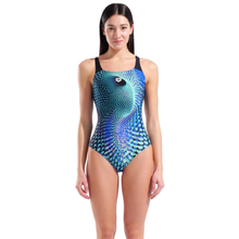 Load image into Gallery viewer, arena-womens-swimsuit-peacock-swim-pro-back-multi-green-black-011693-555-ontario-swim-hub-5
