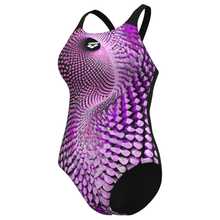Load image into Gallery viewer, arena-womens-swimsuit-peacock-swim-pro-back-multi-pink-black-011693-550-ontario-swim-hub-1
