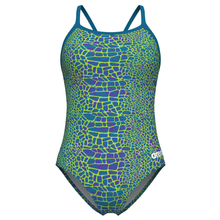 Load image into Gallery viewer, arena-womens-swimsuit-snakeskin-lightdrop-back-blue-cosmo-multi-blue-cosmo-010157-506-ontario-swim-hub-2
