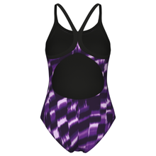 Load image into Gallery viewer, arena-womens-swimsuit-wave-lightdrop-back-black-team-purple-011640-900-ontario-swim-hub-4
