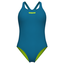 Load image into Gallery viewer, arena-womens-team-swimsuit-swim-pro-solid-blue-cosmo-artic-lime-004760-666-ontario-swim-hub-2

