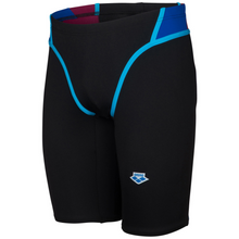 Load image into Gallery viewer,     mens-arena-icons-swim-jammer-black-neon-blue-red-006675-584-ontario-swim-hub-1
