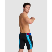 Load image into Gallery viewer,       mens-arena-icons-swim-jammer-black-neon-blue-red-006675-584-ontario-swim-hub-6
