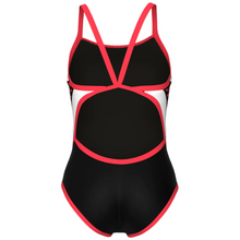 Load image into Gallery viewer, womens-arena-icons-swimsuit-super-fly-back-stripe-panel-asphalt-black-white-bright-coral-006644-551-ontario-swim-hub-3
