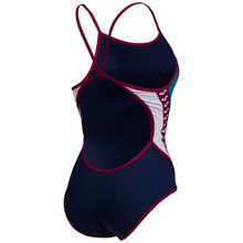 Load image into Gallery viewer,      womens-arena-icons-swimsuit-super-fly-back-stripe-panel-navy-blue-cosmo-white-red-006644-761-ontario-swim-hub-3
