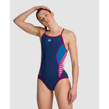 Load image into Gallery viewer,     womens-arena-icons-swimsuit-super-fly-back-stripe-panel-navy-blue-cosmo-white-red-006644-761-ontario-swim-hub-5
