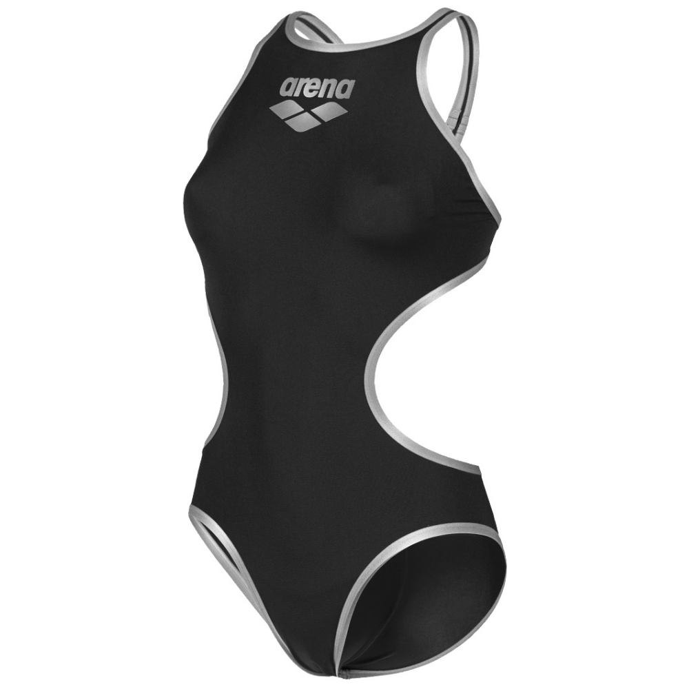 WOMEN'S ARENA ONE BIGLOGO SWIMSUIT - BLACK/SILVER – OntarioSwimHub