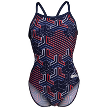 Load image into Gallery viewer,     womens-arena-swimsuit-kikko-pro-navy-team-red-white-blue-005893-417-ontario-swim-hub-2
