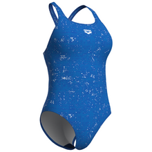 Load image into Gallery viewer, Blue swimsuit with white speckles on a white background
