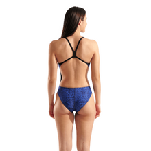 Load image into Gallery viewer, womens-arena-swimsuit-snake-skin-challenge-back-black-team-royal-010156-200-ontario-swim-hub-6
