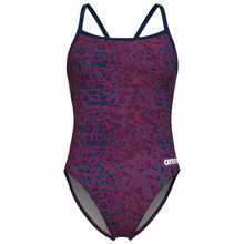 Load image into Gallery viewer, womens-arena-swimsuit-snake-skin-challenge-back-navy-team-navy-010156-417-ontario-swim-hub-2
