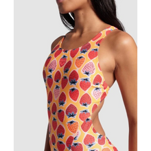 Load image into Gallery viewer, womens-arena-swimsuit-strawberry-tech-back-fluo-red-orange-multi-007157-439-ontario-swim-hub-6
