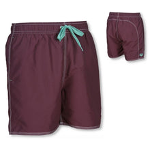 Load image into Gallery viewer, MEN&#39;S FUNDAMENTALS SOLID BOXER SWIM SHORTS RED WINE BALI GREEN
