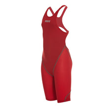 Load image into Gallery viewer, arena Race Suit for Girls in Red - Girls’ Powerskin ST 2.0 Full Body Short Leg Open Back Kneeskin front left
