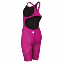 Load image into Gallery viewer, arena Race Suit for Girls in Fuchsia - Girls’ Powerskin ST 2.0 Full Body Short Leg Open Back Kneeskin back left
