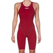 Load image into Gallery viewer, arena Race Suit for Women in Deep Red - Women’s Powerskin ST 2.0 Full Body Short Leg Open Back Kneeskin front
