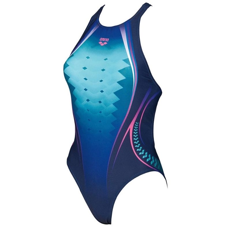 ONLY SIZE 32 - WOMEN'S ONE PLACED PRINT - NAVY/APHRODITE - OntarioSwimHub