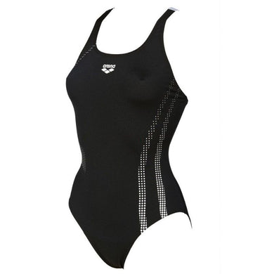 ONLY SIZE 32 - WOMEN'S SHADOW ONE-PIECE SWIMSUIT - BLACK/WHITE - OntarioSwimHub