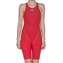 Load image into Gallery viewer, arena Race Suit for Women in Red - Women’s Powerskin ST 2.0 Full Body Short Leg Open Back Kneeskin front
