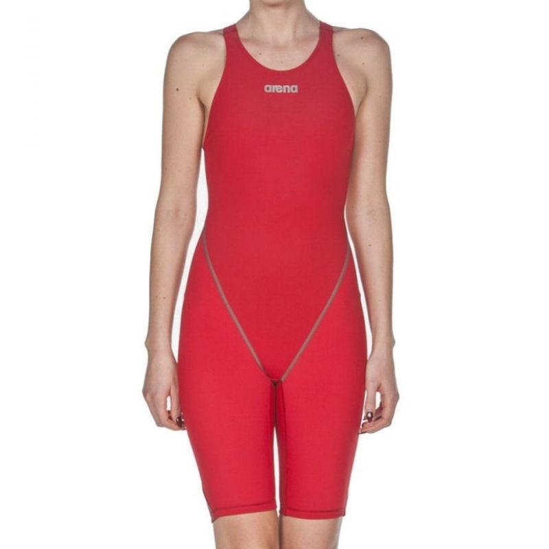 arena Race Suit for Women in Red - Women’s Powerskin ST 2.0 Full Body Short Leg Open Back Kneeskin front