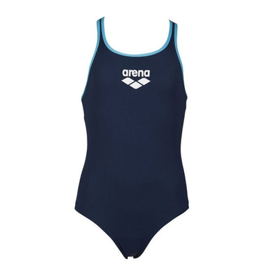 ONLY SIZE 26 - GIRLS' BIG LOGO ONE-PIECE SWIMSUIT - NAVY/BLUE - OntarioSwimHub