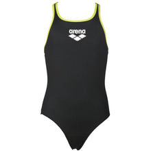Load image into Gallery viewer, ONLY SIZE 26 - GIRLS&#39; BIG LOGO ONE-PIECE SWIMSUIT - BLACK/GREEN - OntarioSwimHub
