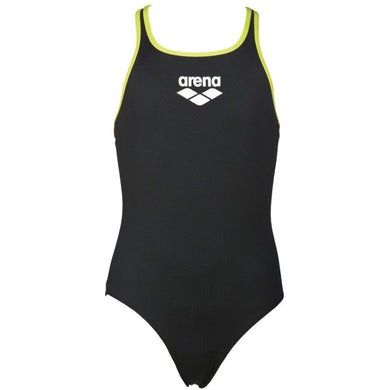ONLY SIZE 26 - GIRLS' BIG LOGO ONE-PIECE SWIMSUIT - BLACK/GREEN - OntarioSwimHub