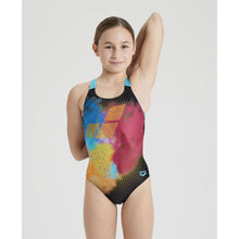 Load image into Gallery viewer, arena-girls-bright-hues-print-swim-pro-back-one-piece-swimsuit-black-martinica-005088-580-ontario-swim-hub-5
