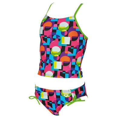 ONLY SIZE 24 - GIRLS' MARBLE TWO-PIECE TANKINI SWIMSUIT - OntarioSwimHub