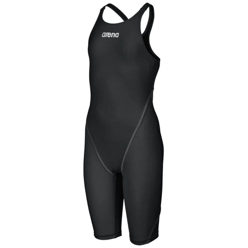 arena Race Suit for Girls in Black - Girls’ Powerskin ST 2.0 Full Body Short Leg Open Back Kneeskin front left