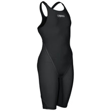Load image into Gallery viewer, arena Race Suit for Girls in Black - Girls’ Powerskin ST 2.0 Full Body Short Leg Open Back Kneeskin front right

