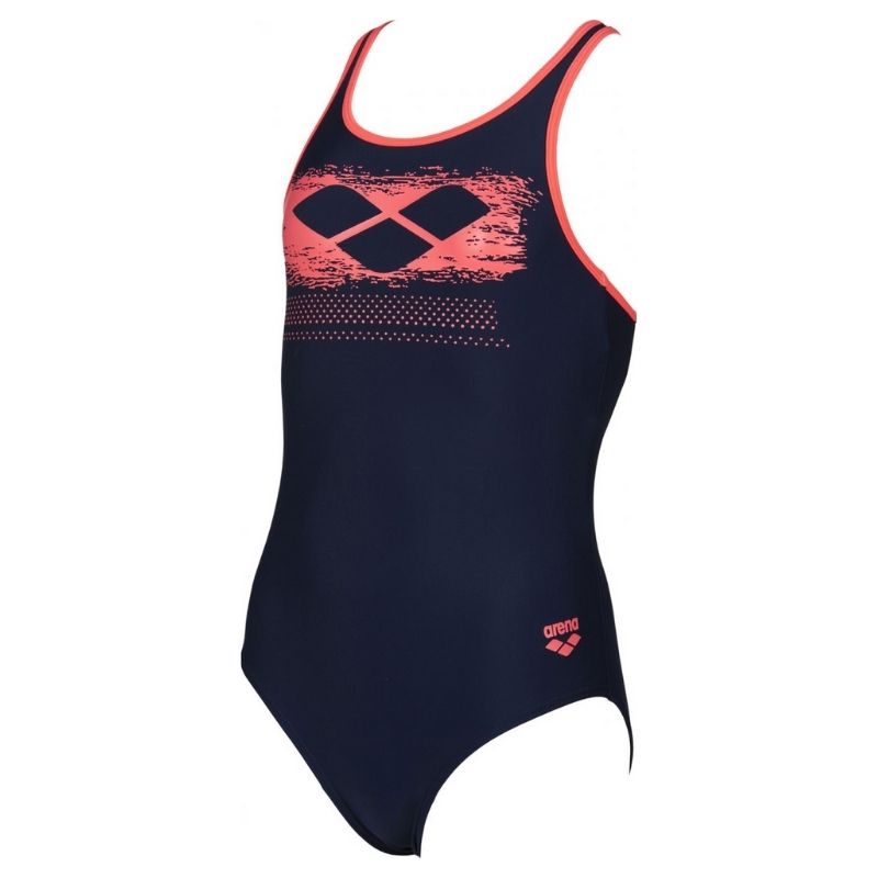 ONLY SIZE 26 - GIRLS' SCRATCHY ONE-PIECE SWIMSUIT - NAVY/PINK - OntarioSwimHub