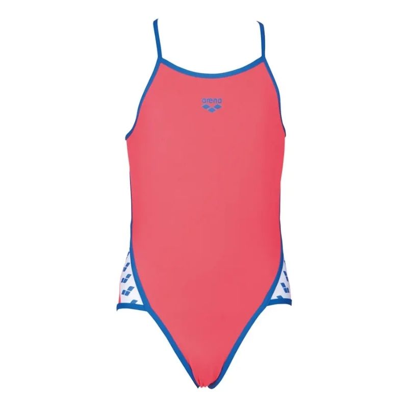ONLY SIZE 26 - GIRLS' TEAM STRIPE ONE-PIECE SWIMSUIT - FLUO RED - OntarioSwimHub