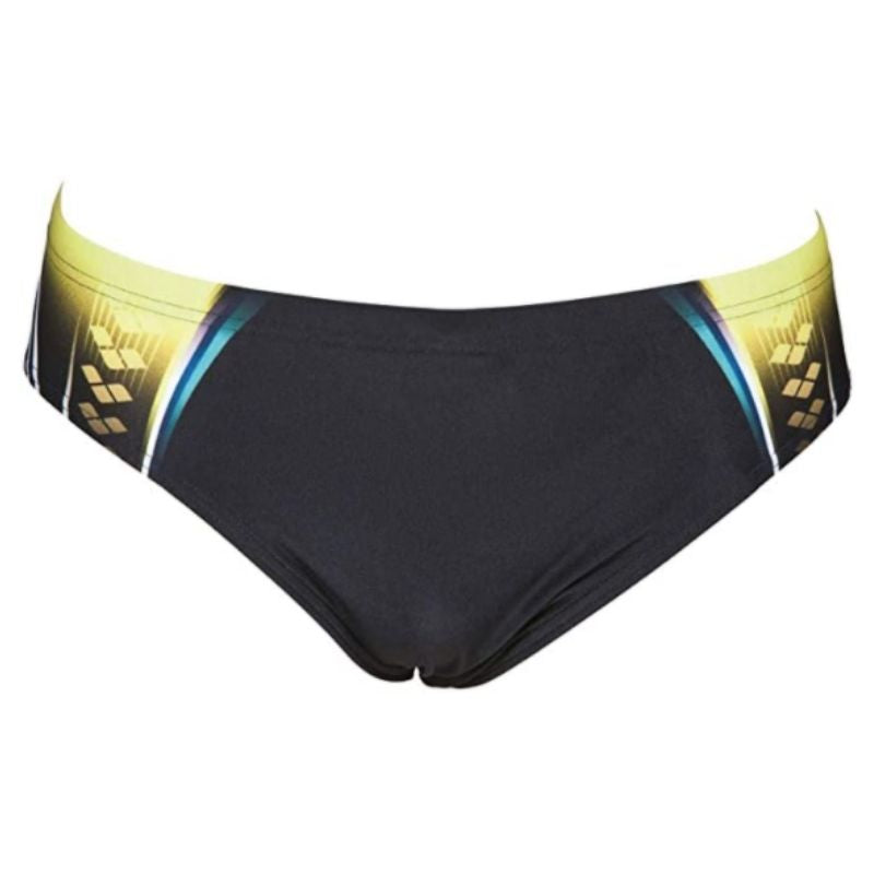 ONLY SIZE 34 - MEN'S ONE PLACED PRINT BRIEF - BLACK/GREEN - OntarioSwimHub
