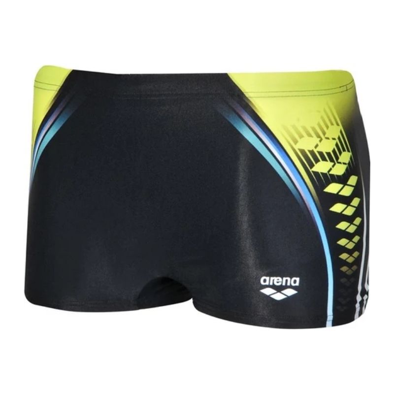 ONLY SIZE 34 - MEN'S ONE PLACED PRINT SHORTS - BLACK/GREEN - OntarioSwimHub