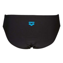 Load image into Gallery viewer, ONLY SIZE 34 - MEN&#39;S REFLECTED BRIEF - BLACK/TURQUOISE - OntarioSwimHub
