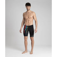 Load image into Gallery viewer,     arena-mens-team-painted-stripes-jammer-black-multi-yellow-003752-503-ontario-swim-hub-5
