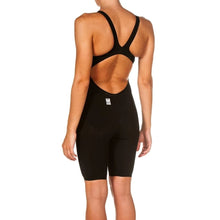 Load image into Gallery viewer, arena Race Suit for Women in Black - Women’s Powerskin Carbon Air2 Open-Back Kneeskin back left
