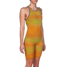 Load image into Gallery viewer, arena Race Suit for Women in Yellow &amp; Orange - Women’s Powerskin Carbon Air2 Open-Back Kneeskin front right

