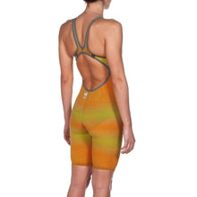 Load image into Gallery viewer, arena Race Suit for Women in Yellow &amp; Orange - Women’s Powerskin Carbon Air2 Open-Back Kneeskin back right
