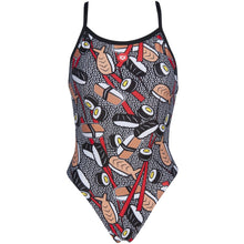 Load image into Gallery viewer, ARENA - W CRAZY SUSHI X CRISS CROSS ONE PIECE - BLACK:MULTI (002825-550) front
