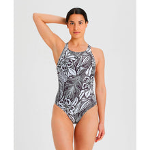 Load image into Gallery viewer, arena-womens-allover-tropical-print-swim-pro-back-one-piece-swimsuit-black-multi-005032-510-ontario-swim-hub-5
