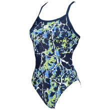 Load image into Gallery viewer, arena-womens-earth-texture-challenge-back-one-piece-swimsuit-navy-soft-green-multi-004613-760-ontario-swim-hub-1
