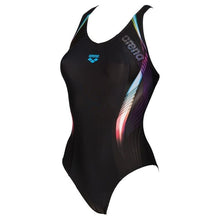 Load image into Gallery viewer, ONLY SIZE 32 - WOMEN&#39;S FLUENCY V BACK - BLACK/TURQUOISE - OntarioSwimHub
