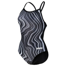 Load image into Gallery viewer, arena-womens-marbled-lightdrop-back-one-piece-swimsuit-black-black-multi-005563-550-ontario-swim-hub-1
